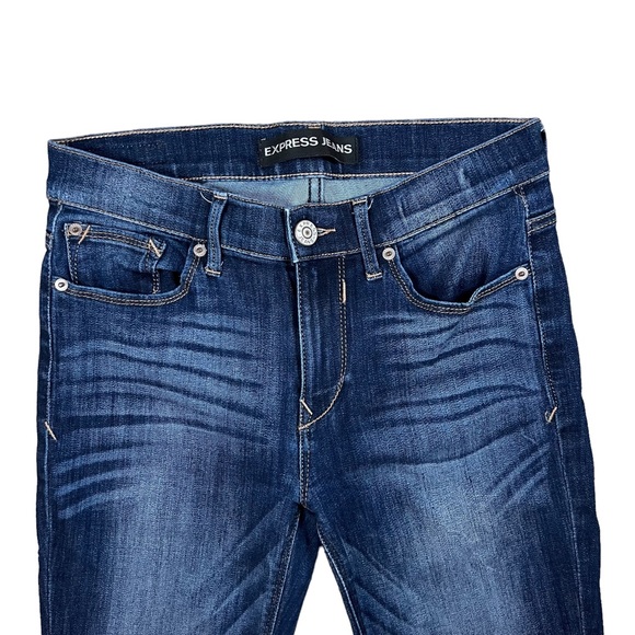 Express Size 4L Long Mia Mid Rise Denim Legging Stretch Jeggings - Picture 4 of 8